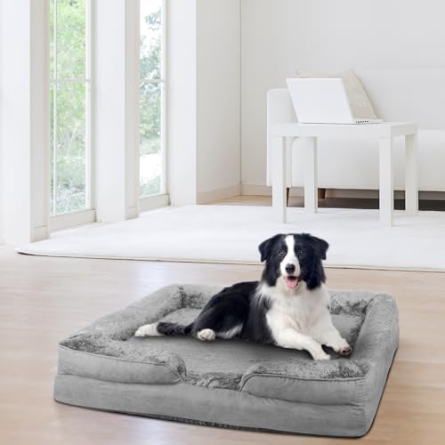 XDAILUYYDS Hundebett Grosse Hunde, 106 * 80 * 20cm, Haustierbett Hundematratze, Orthopädisches Hundebett für Große Hunde, Hundedecke Mit Reißverschluss, Waschbar (Grau) von XDAILUYYDS