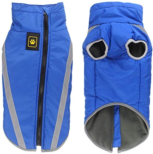 Hundemantel mit Loch für Geschirr, wasserdicht, für den Winter, warme Jacke, Outdoor-Sport, für kleine/mittelgroße und große Hunde (XL, blau) von XDKS