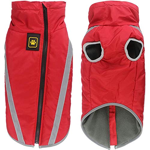 Hundemantel mit Loch für Geschirr, wasserdichter Hundemantel für den Winter, warme Jacke, Outdoor-Sport, Hundekleidung für kleine/mittelgroße und große Hunde (XL, rot) von XDKS