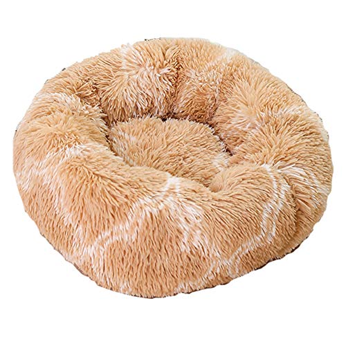 XDKS Donut-Katzenbett aus Plüsch, rund, für Hunde und Katzen, mit rutschfester Unterseite, maschinenwaschbar (3XL, Hellbraun) von XDKS