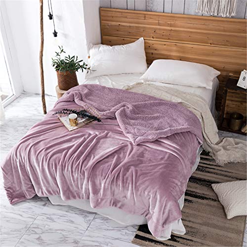 XDKS Fleecedecke, Überwurf, Sherpa-Fleece-Decke für Couch, grau, Plüschdecke, Überwurf, Größe weich, warm, Sherpa-Decken, Bettüberwürfe (100 x 120 cm, blassrosa grau) von XDKS