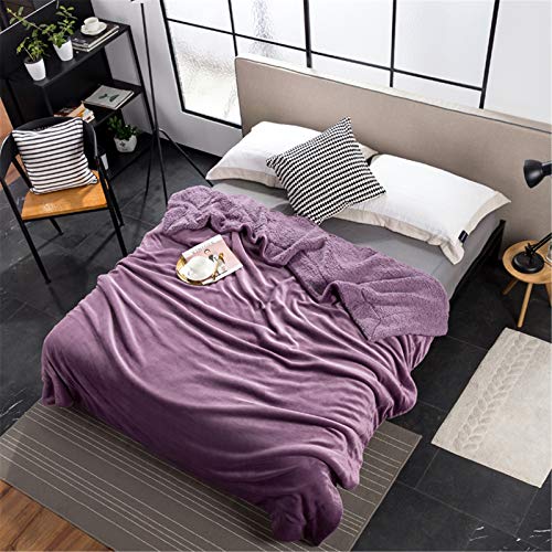 XDKS Fleecedecke, Überwurf, Sherpa-Fleece-Überwurf, Decke für Couch, grau, Plüsch, flauschige Decke, Überwurf, Größe weich, warm, Sherpa-Bettüberwürfe (100 × 120 cm, Violett) von XDKS