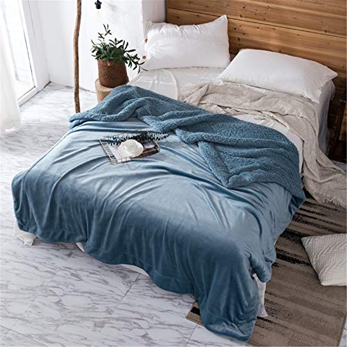 XDKS Fleecedecke, Überwurf, Sherpa-Fleece-Überwurf, Decke für Couch, grau, Plüschdecke, Überwurf, Größe weich, warm, Sherpa-Decke, Bettüberwurf (200 x 230 cm, Pfauenblau) von XDKS