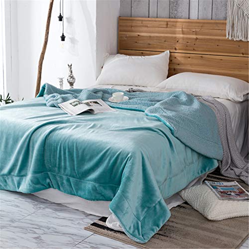 XDKS Fleecedecke, Überwurf, Sherpa-Fleece-Überwurf, Decke für Couch, grau, Plüschdecke, Überwurf, Größe weich, warm, Sherpa-Decken, Bettüberwürfe (100 x 120 cm, Minzblau) von XDKS