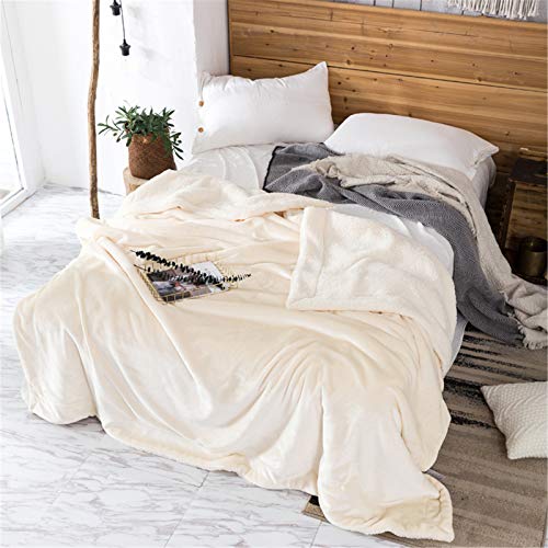 XDKS Fleecedecke, Überwurf, Sherpa-Fleece-Überwurf, Decke für Couch, grau, Plüschdecke, Überwurf, Größe weich, warm, Sherpa-Decken, Bettüberwürfe (100 × 120 cm, Perlweiß) von XDKS