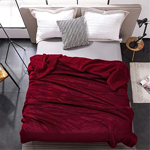 XDKS Fleecedecke, Überwurf, Sherpa-Fleece-Überwurf, Decke für Couch, grau, Plüschdecke, Überwurf, Größe weich, warm, Sherpa-Decken, Bettüberwürfe (150 x 200 cm, Rot von XDKS