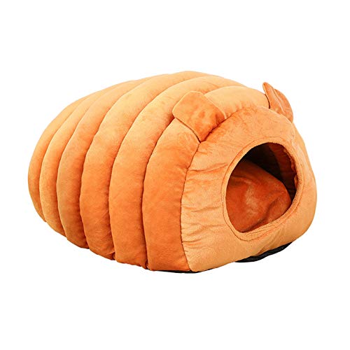 XDKS Gemütliches Katzenbett, tragbares Haustierhaus, weiches Hundebett, Katzenhaus, waschbar mit abnehmbarem Kissen, wasserdichter Unterseite (Orange) von XDKS