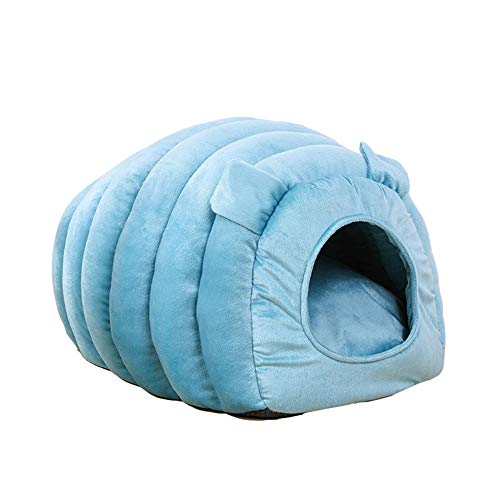 XDKS Gemütliches Katzenbett, tragbares Haustierhaus, weiches Hundebett, Katzenhaus, waschbar mit abnehmbarem Kissen, wasserdichter Unterseite (blau) von XDKS