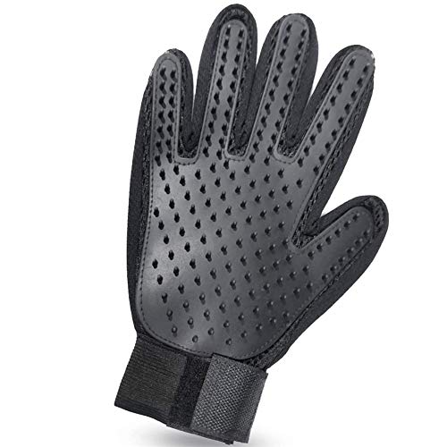 XDKS Handschuh zum Entfernen von Haustierhaaren, Fellpflege-Handschuh, Massage-Handschuh mit verbessertem Fünf-Finger-Design, für Katzen und Hunde mit langem und kurzem Fell (rechte Hand, schwarz) von XDKS