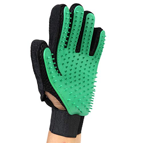 XDKS Handschuhbürste, Haustierhandschuh, Massage-Enthaarungshandschuh, Haustierhaarentferner, Handschuh zur Fellpflege, Bürste für Katzen und Hunde (rechte Hand, grün-A) von XDKS