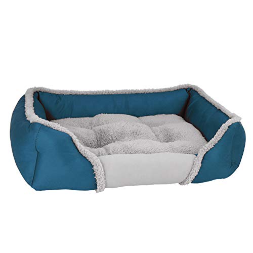 XDKS Hundebett, waschbar, Plüsch-Hundebett, rutschfeste Unterseite, selbstwärmend und atmungsaktiv, Premium-Bettwäsche, Größe L, Marineblau von XDKS