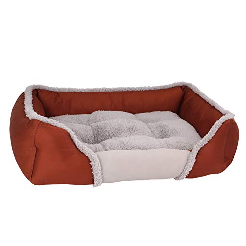 XDKS Hundebett, waschbar, Plüsch-Hundebett, rutschfeste Unterseite, selbstwärmend und atmungsaktiv, Premium-Bettwäsche (L, Braun) von XDKS