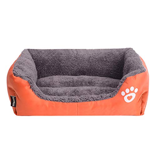 XDKS Hundebett, waschbar, super weiches Haustier-Sofa, Katzenbett, rutschfeste Unterseite, selbstwärmend und atmungsaktiv, Haustierbett, Größe S, Orange von XDKS