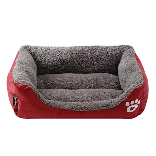 XDKS Hundebett, waschbar, super weiches Haustier-Sofa, Katzenbett, rutschfeste Unterseite, selbstwärmend und atmungsaktiv, Haustierbett, Größe S, Weinrot von XDKS