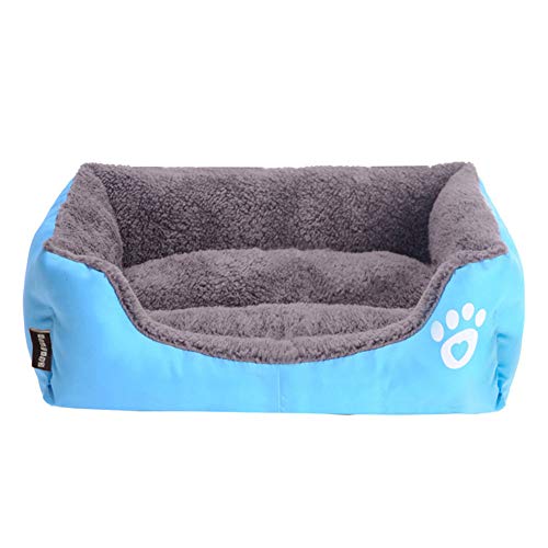 XDKS Hundebett, waschbar, super weiches Haustier-Sofa, Katzenbett, rutschfeste Unterseite, selbstwärmend und atmungsaktiv, Haustierbett, Premium-Bettwäsche, Größe M, Blau von XDKS