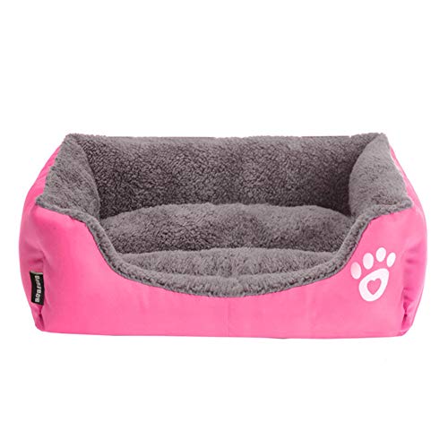 XDKS Hundebett, waschbar, super weiches Haustier-Sofa, Katzenbett, rutschfeste Unterseite, selbstwärmend und atmungsaktiv, Haustierbett, Premium-Bettwäsche, Größe M, Rosenrot von XDKS