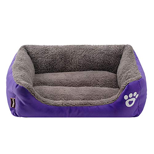 XDKS Hundebett, waschbar, super weiches Haustier-Sofa, Katzenbett, rutschfeste Unterseite, selbstwärmend und atmungsaktiv, Haustierbett, Premium-Bettwäsche, Größe M, Violett von XDKS