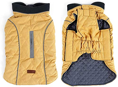 XDKS Hundemantel, warme Jacke, Weste, reflektierender Hundemantel, Winterweste, Loft-Jacke für kleine, mittelgroße und große Hunde, wasserabweisend, winddicht, Schneeanzug, kaltes Wetter, Haustierbekleidung (XXL, gelb) von XDKS