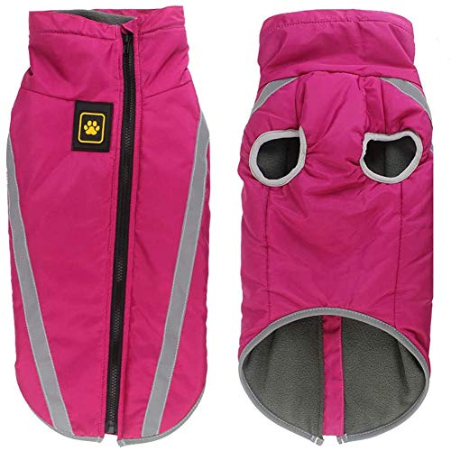 XDKS Hundemantel mit Loch für Geschirr, wasserdichter Hundemantel für den Winter, warme Jacke, Outdoor-Sport, Hundekleidung für kleine/mittelgroße und große Hunde (2XL, rosarot) von XDKS