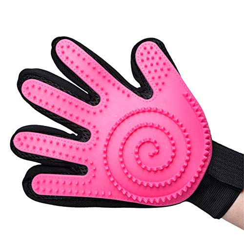 XDKS Premium Enthaarungshandschuhe, Tierhaarentferner-Handschuh, Massage-Handschuh mit verbessertem Fünf-Finger-Design – perfekt für Hunde und Katzen mit langem und kurzem Fell (Pink, 1 Paar) von XDKS