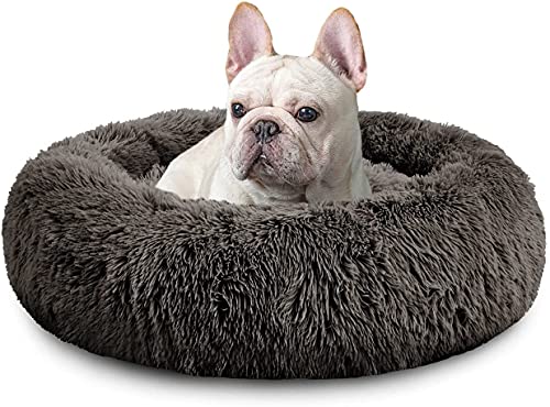 XDKS Rundes Plüsch-Katzen-Hundebett, Waschbares Flauschiges Haustierbett Für Große Mittelgroße Small Hunde (L(59 × 59 × 18cm),Braun) von XDKS