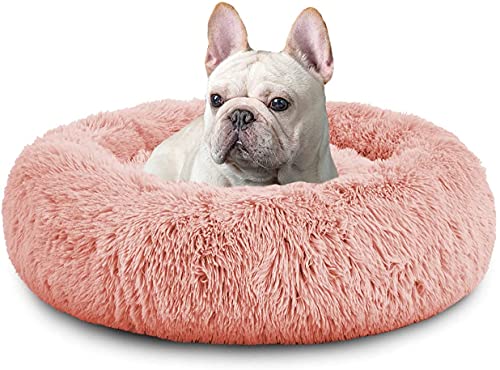 XDKS Rundes Plüsch-Katzen-Hundebett, Waschbares Flauschiges Haustierbett Für Große Mittelgroße Small Hunde (L(59 × 59 × 18cm),Rosa) von XDKS