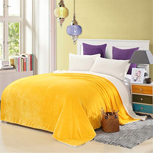 XDKS Sherpa-Fleecedecke, Doppelgröße, Plüschdecke, flauschig, weiche Decke, Mikrofaser (150 x 200 cm, Austin Yellow) von XDKS