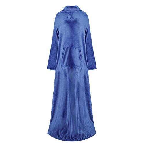 XDKS Sherpa tragbare Decke mit Ärmeln und Armen, super weich, warm, bequem, große Fleece-Plüsch-Ärmel, TV-Überwurf, Wickel-Robe Decke für Erwachsene Frauen und Männer (blau) von XDKS