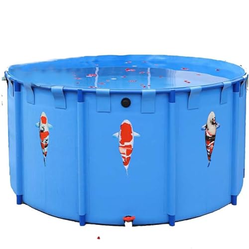 Fischteich-Pool Aus Segeltuch, Runder Oberirdischer Pool, Faltbarer/Tragbarer Pool-Aquarium Mit Ablassventil, Zucht Im Freien, Reservoir,1.5x0.8m von XDLYWUZIQ