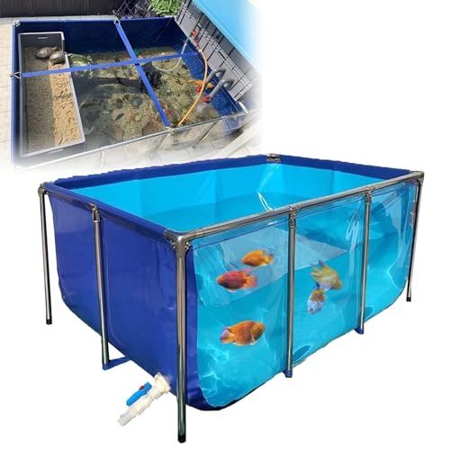 Flexible PVC-Leinwandauskleidungen Mit Stahlrahmen, Zuchtwassertank Für Fische, Pool Für Fische Und Wassertiere, Poolteich Im Hinterhof, Klares Sichtfenster,100x60x51cm von XDLYWUZIQ