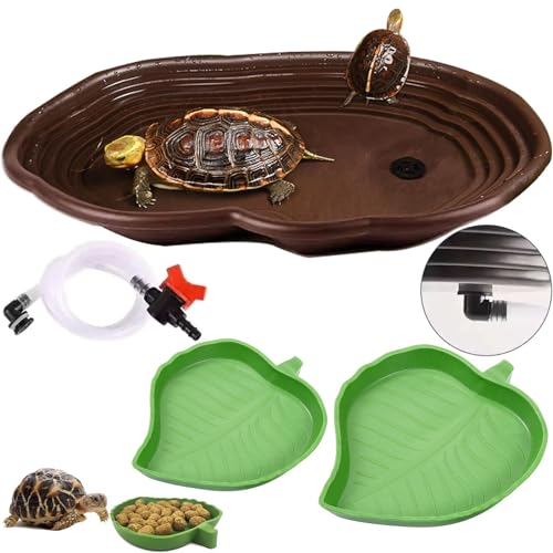 Wassernapf für Schildkröten, mit Rampe, Blatt, Schildkröte, Wassernapf, Schildkröte, Pool, Schildkröte, Baden, Pool, Reptilien-Wasserschale, große Einweichschale, Box für Schildkröten-Lebensraum, von XDONEF