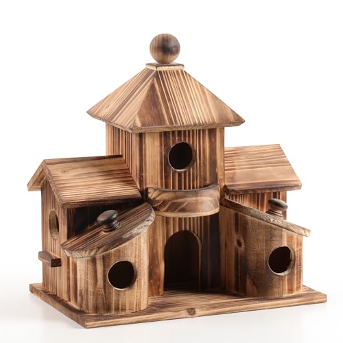 2-in-1 Vogelhaus und Vogelfutterstation. Vogelhaus für draußen, Kolibrihaus mit 6 Löchern, Bluebird Finken Kardinals zum Aufhängen großes Vogelhaus, Nistkasten Vogelhaus für Hinterhof/Terrasse Dekor. von XDYGHH