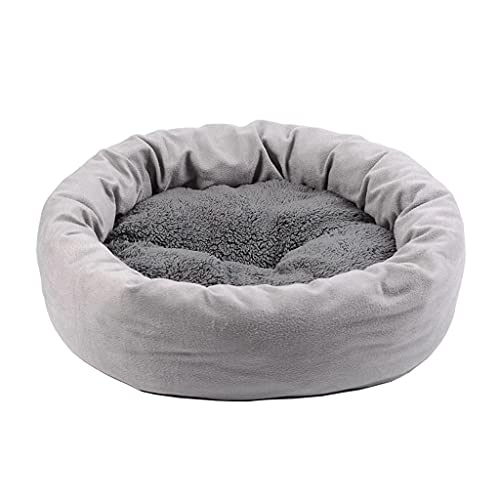 XEYYHAS Warmes Bett für Katzen, 4 Größen, weiches Eierkuchen-Hundebett, Plüschbett mit Kissen, abnehmbares, rundes weiches Hundebett mit Kissen von XEYYHAS