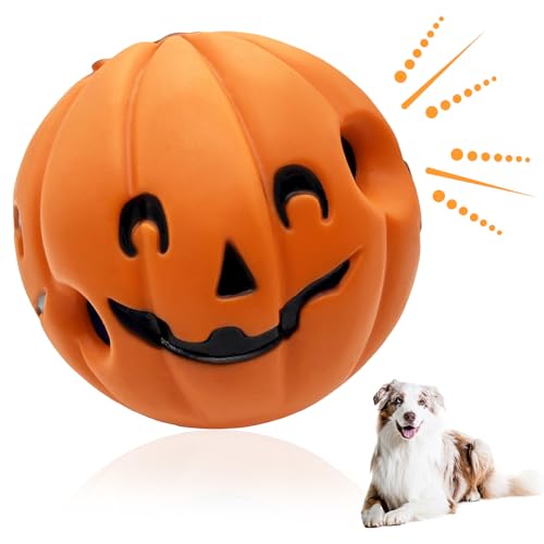 XFRJK Kichernball für Hunde, interaktiver Hundeball, Kürbis, Selbstspielball für Hunde, IQ-Training, Zahnreinigung, Innen- und Außenbereich, Holloween-Hundegeschenke von XFRJK