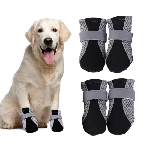 XFSRG Hundeschuhe Masche Atmungsaktiv Hundeschuhe Pfotenschutz mit Rutschfester Sohle für Heiße Sommerböden Reflektierende Hundeschuhe für Nächtliche Spaziergänge im Freien (Schwarz, XL) von XFSRG