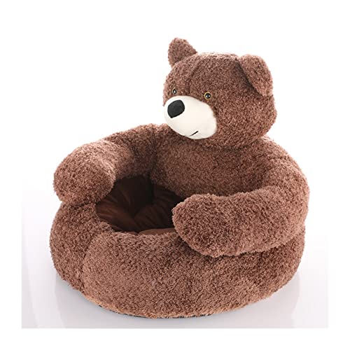 XFYESL Hundematte Haustier-Hundebett, Winter, warm, superweich, Bär, rundes Kissen, Sofa für große Welpen, Katzen, Schlafmatte, Haus Hundebett(Coffee,45CM) von XFYESL