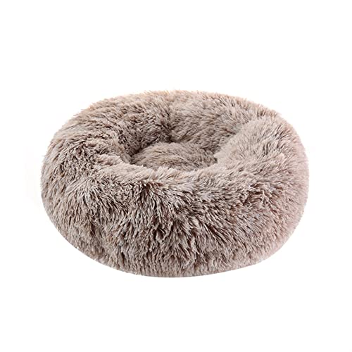 XFYESL Hundematte Hundebett, Katzenhaus, langes Plüsch-Haustierbett, beruhigende Betten, Haustierkorb, Hundehütte, rundes Kissen Hundebett(Gradient Coffee,XS Diameter 40cm) von XFYESL