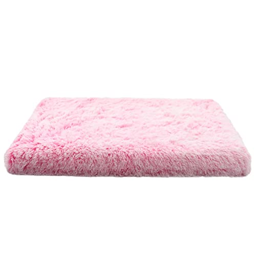 XFYESL Hundematte Plüsch quadratische Hundehütte Katzenmatte Haustierhütte Tiefschlaf-Hundeschlafsofa Heimtierbedarf Welpenbett Hundebett(Pink,L 75x50x6cm) von XFYESL