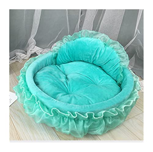 XFYESL Hundematte Princess Nest Kissen Lace Pink Cute Cat and Dog Soft Nest Oval Soft Princess Bed Hundebett(Green,L) von XFYESL