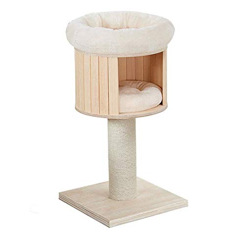 Cat Apartments Baumhaus Katzenspielzeug Sisal Katzennest Hölzernes Katzenklettergerüst Sisal Katzensäule Haustier Katzenklettergerüst Katzenbaumturm (Farbe: Beige, Größe: 40X40X80CM) (Beige 40X von XFZJCHAP