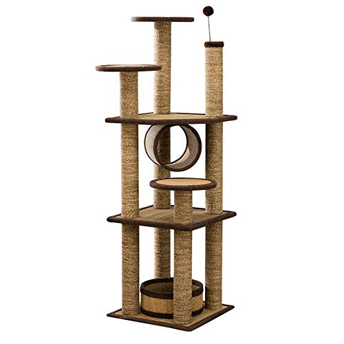 Cat Apartments Gewebtes Katzen-Klettergerüst, luxuriöser Kratzbaum, Vier Jahreszeiten, universeller großer Katzen-Klettergerüst, Kratzbaumturm (Farbe: Gelb, Größe: 45 x 45 x 138 cm) (Gelb 45 x 45 x von XFZJCHAP