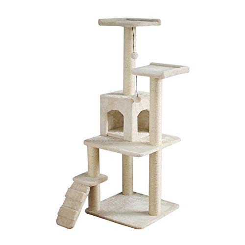 Cat Apartments Katzenklettergerüst, großes Massivholz-Katzenklettergerüst, Katzennest, Kratzbaum, EIN Sisal-Katzenregal, Katzengerüst, Katzenvilla, Katzensprungplattform, Katzenbaumturm (weiß, 61 x 8 von XFZJCHAP