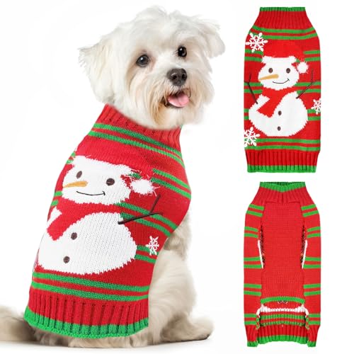 XGDMEIL Hund Weihnachtspullover Rot Schneemann Schneeflocke Weihnachtspullover für Kleine Mittlere Große Hunde Katzen Weihnachtskostüm Haustier Urlaub Neujahr Herbst Winter Hund Weihnachten Kleidung von XGDMEIL