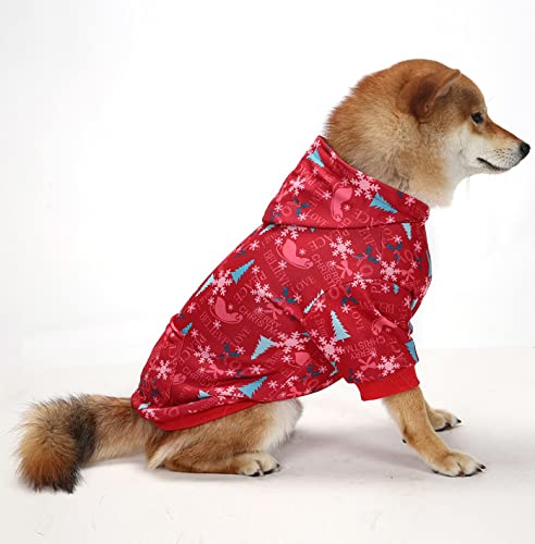 XGDMEIL Hunde-Kapuzenpullover für kleine, mittelgroße und große Hunde, warmer Hundemantel für kaltes Wetter (Rot, B, L) von XGDMEIL