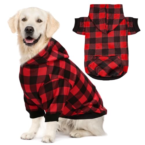 XGDMEIL Hunde-Kapuzenpullover für kleine, mittelgroße und große Hunde, warmer Hundemantel für kaltes Wetter (Rot A, XL) von XGDMEIL