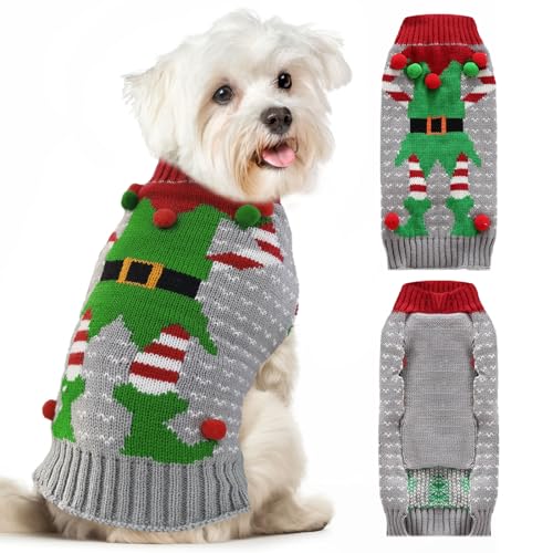 XGDMEIL Weihnachtspullover für Hunde, Hässlicher Clown, Weihnachts-Rollkragen, Haustier-Outfit, Welpen-Kleidung für XS, kleine, mittelgroße und große Hunde, Katzen, Hundepullover, Strickpullover (XXL) von XGDMEIL