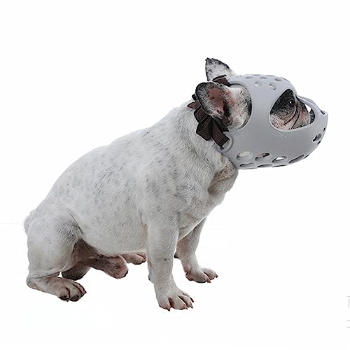 XGOPTS Maulkorb für Bulldogge Pug Hundemaske Atmungsaktiv Verstellbar Hundemaulkorb Beißschutz Hundedekor Weich Silikon Barking Nasenriemen Pflegen Mundabdeckung Für Französische Bulldogge von XGOPTS