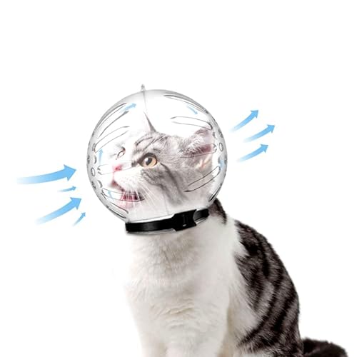 XGOPTS Maulkörbe für Katzen Atmungsaktiv transparent Beißschutz Haustierpflege Anti-Biss Anti-Lecken Badepflege Katzen Gesichtsmaske für Haustiere Katzen Raumhaube Katze Kugelform Katzenhelm von XGOPTS