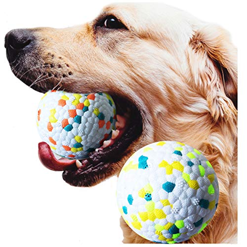XGYLVFEI Leichter Hundeball zum Werfen, unzerstörbarer Hundeball, Spielzeug für große, mittelgroße Hunde und Welpen, Hundebälle für Wasser, Apportieren, Werfen und so weiter (zweifarbiges Set) von XGYLVFEI
