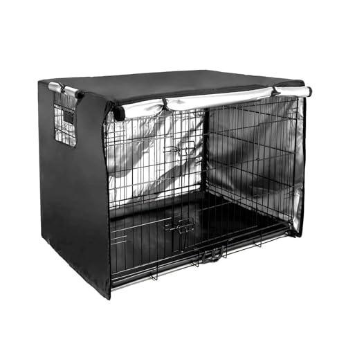 XHDZSW Hundekäfig Abdeckung, Hundehütte Abdeckung, 210D Oxford Stoffmaterial, Wasserdichter Und Winddichter Dog Cage Abdeckung, Hundekäfig-Abdeckung Für Drahtkäfige (XL,Schwarz) von XHDZSW